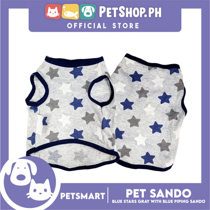 Pet Clothes Blue Stars Gray with Blue Piping Sando (XL) DG-CTN174XL