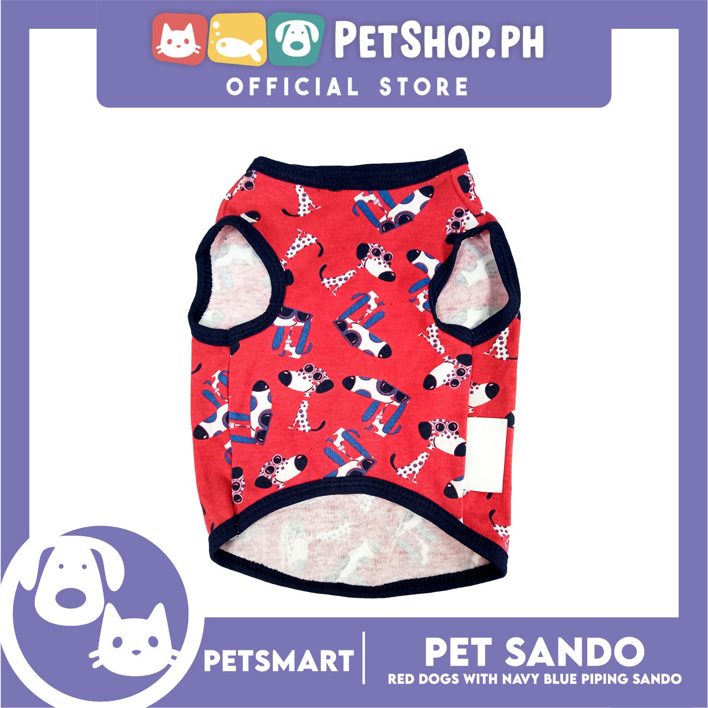 Pet Clothes Red Dogs with Navy Blue Piping Sando (XL) DG-CTN173XL