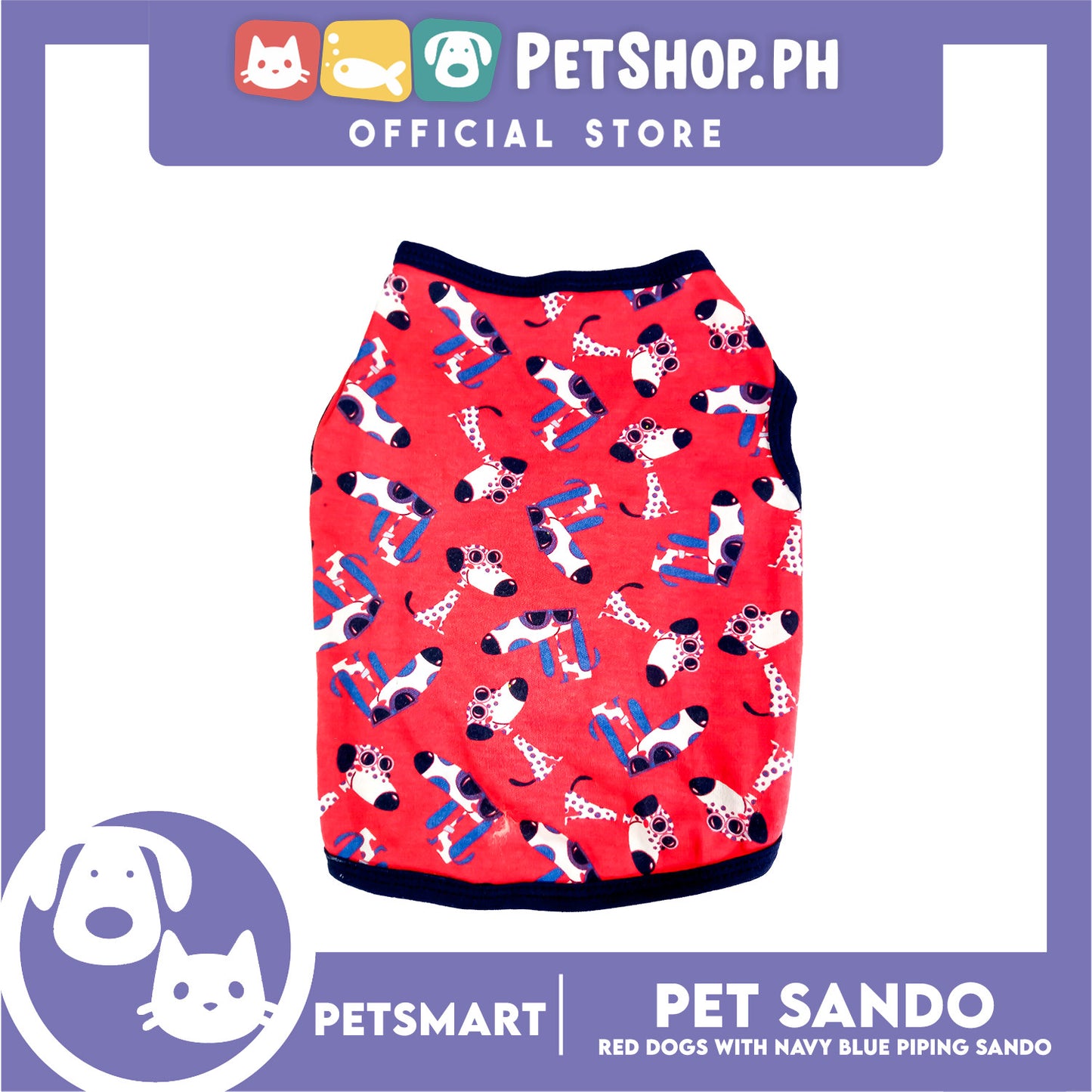 Pet Clothes Red Dogs with Navy Blue Piping Sando (XL) DG-CTN173XL