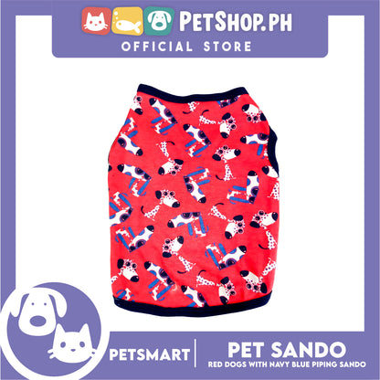 Pet Clothes Red Dogs with Navy Blue Piping Sando (XL) DG-CTN173XL