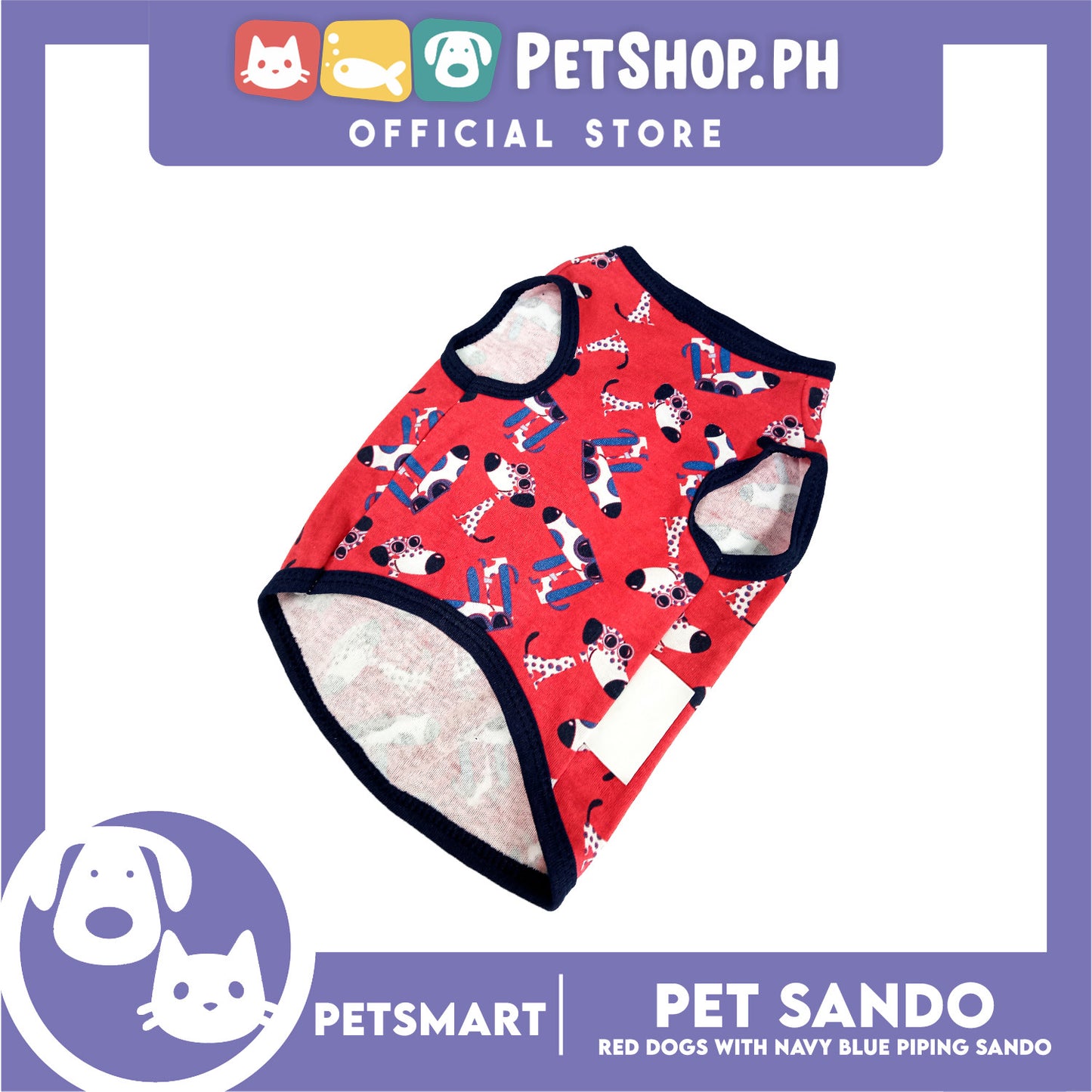 Pet Clothes Red Dogs with Navy Blue Piping Sando (XL) DG-CTN173XL
