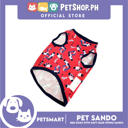 Pet Clothes Red Dogs with Navy Blue Piping Sando (XL) DG-CTN173XL