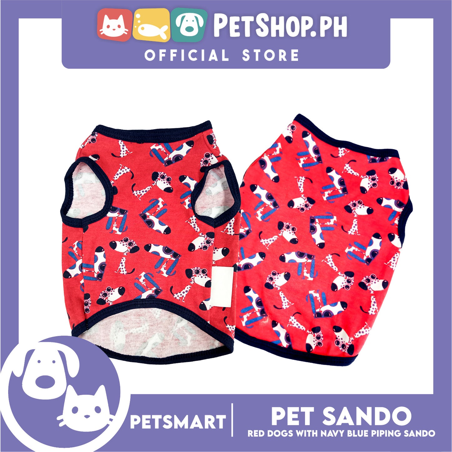 Pet Clothes Red Dogs with Navy Blue Piping Sando (XL) DG-CTN173XL