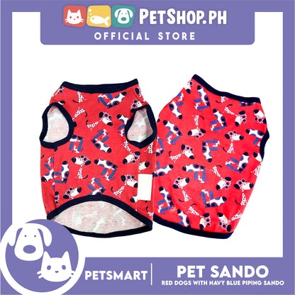 Pet Clothes Red Dogs with Navy Blue Piping Sando (XL) DG-CTN173XL