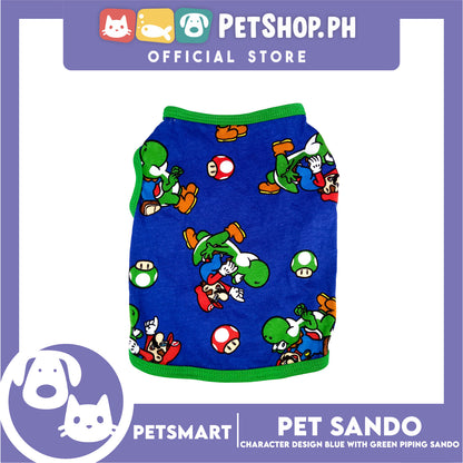 Pet Clothes Character Design, Blue with Green Piping Sando (Small) DG-CTN175S