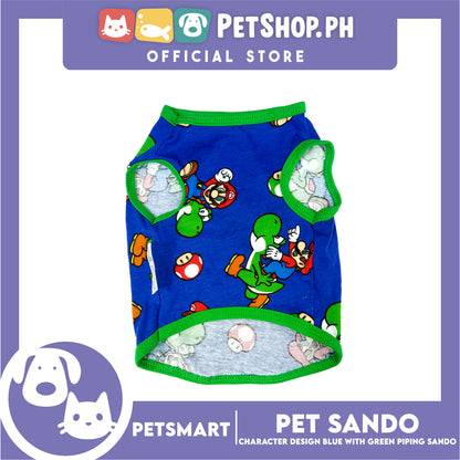 Pet Clothes Character Design, Blue with Green Piping Sando (Small) DG-CTN175S