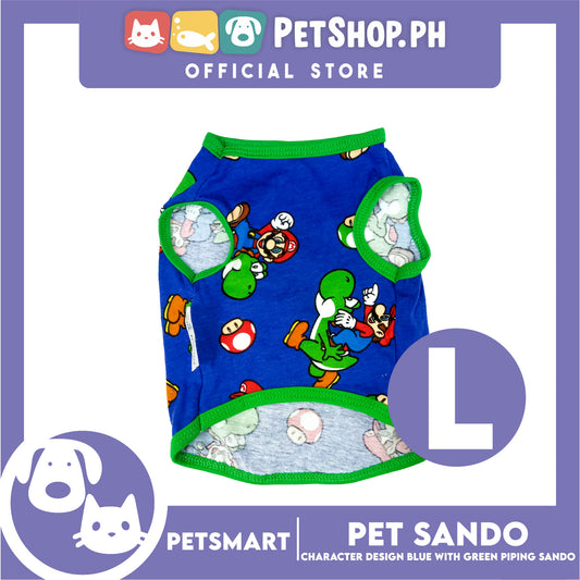 Pet Clothes Character Design, Blue with Green Piping Sando (Large) DG-CTN175L