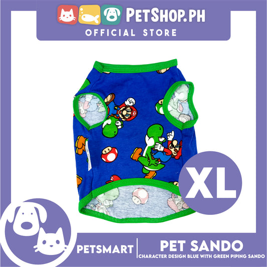 Pet Clothes Character Design, Blue with Green Piping Sando (XL) DG-CTN175XL