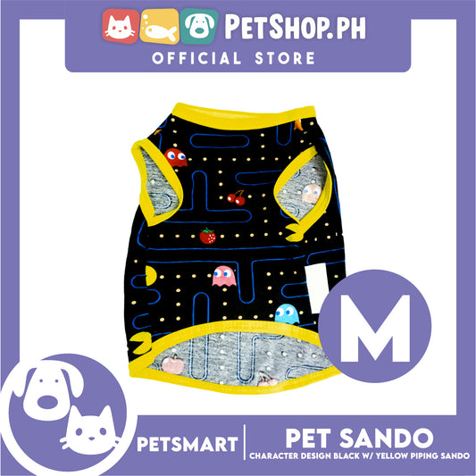 Pet Clothes Character Design, Black with Yellow Piping Sando (Medium) DG-CTN176M