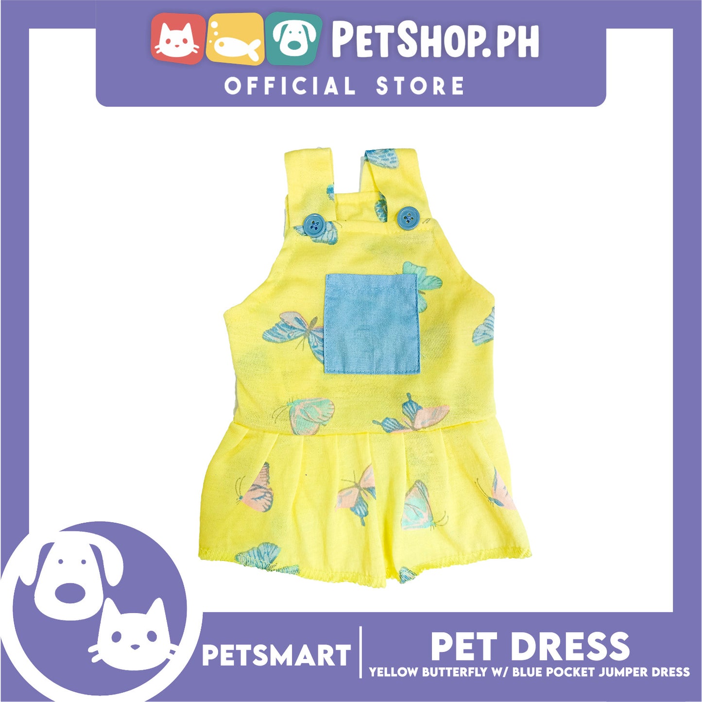 Pet Dress Yellow Butterfly with Blue Pock Jumper (XL) DG-CTN177XL