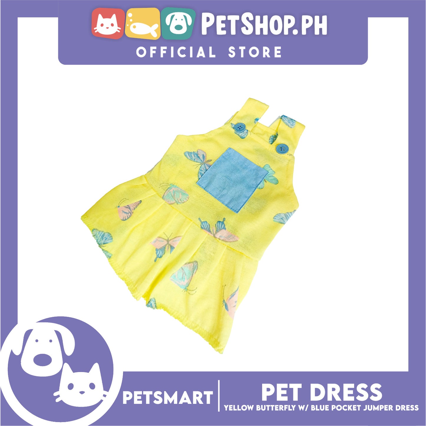 Pet Dress Yellow Butterfly with Blue Pock Jumper (XL) DG-CTN177XL