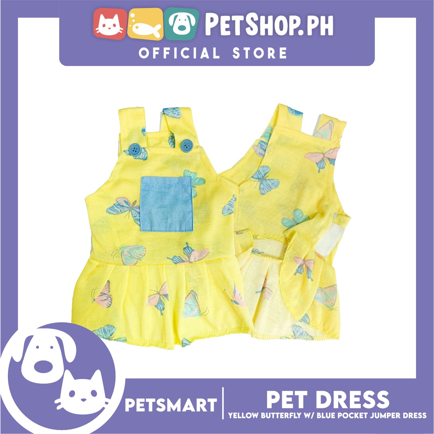 Pet Dress Yellow Butterfly with Blue Pock Jumper (XL) DG-CTN177XL