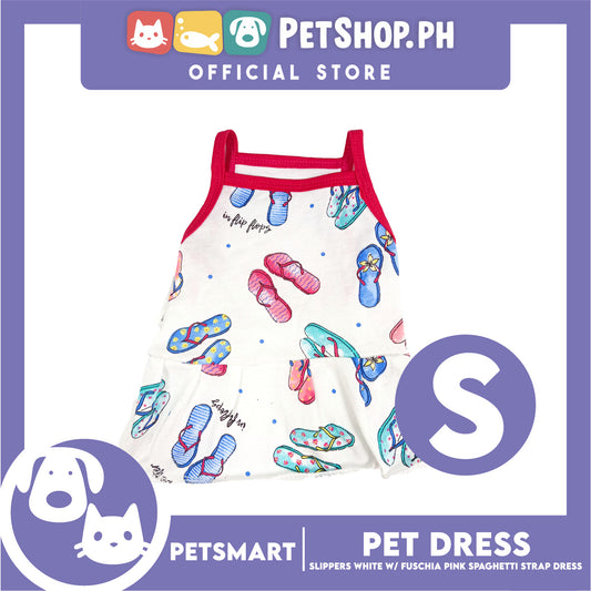 Pet Dress Slipper White with Fushia Pink Spaghetti Strap (Small) DG-CTN178S