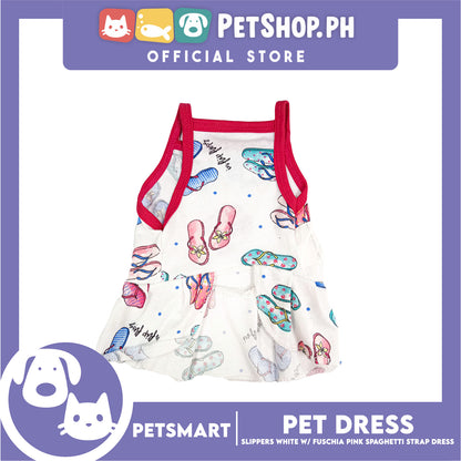 Pet Dress Slipper White with Fushia Pink Spaghetti Strap (Medium) DG-CTN178M
