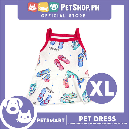 Pet Dress Slipper White with Fushia Pink Spaghetti Strap (XL) DG-CTN178XL