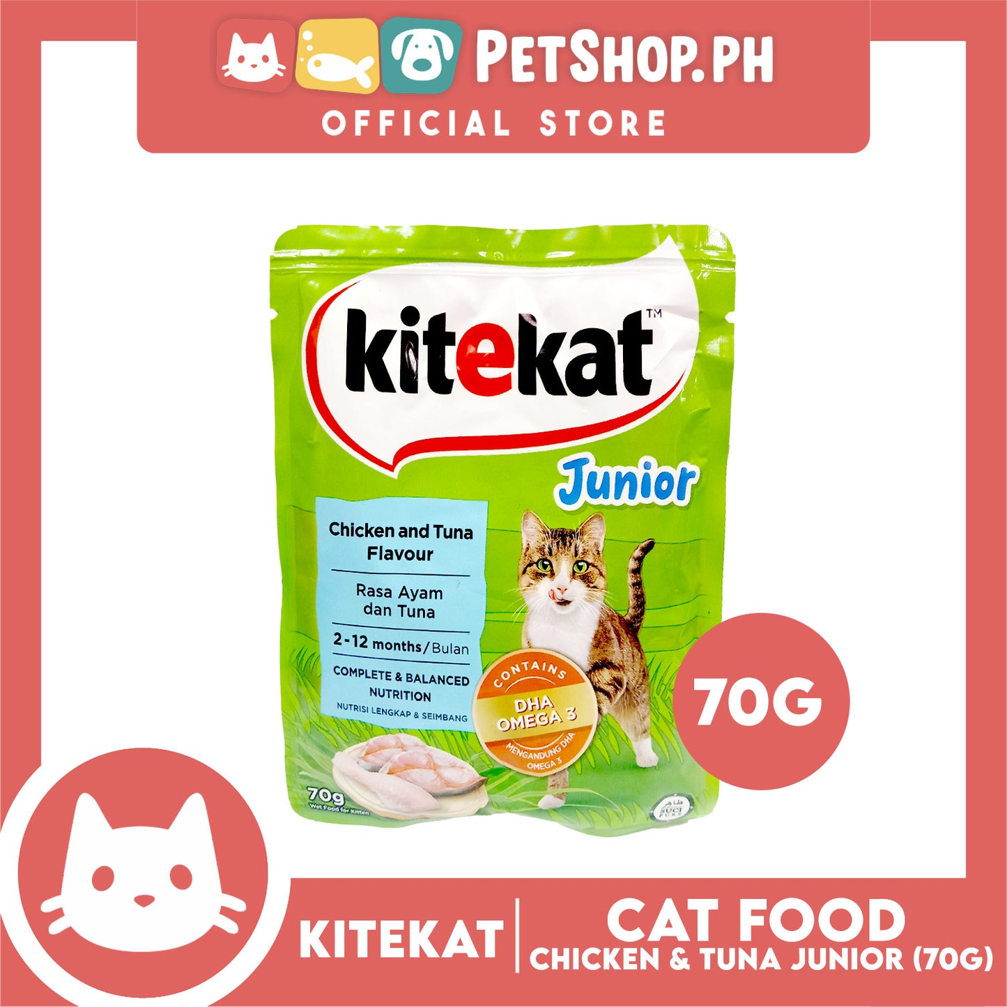 Kitekat Wet Cat Food in Pouch for Junior 70g (Chicken and Tuna)