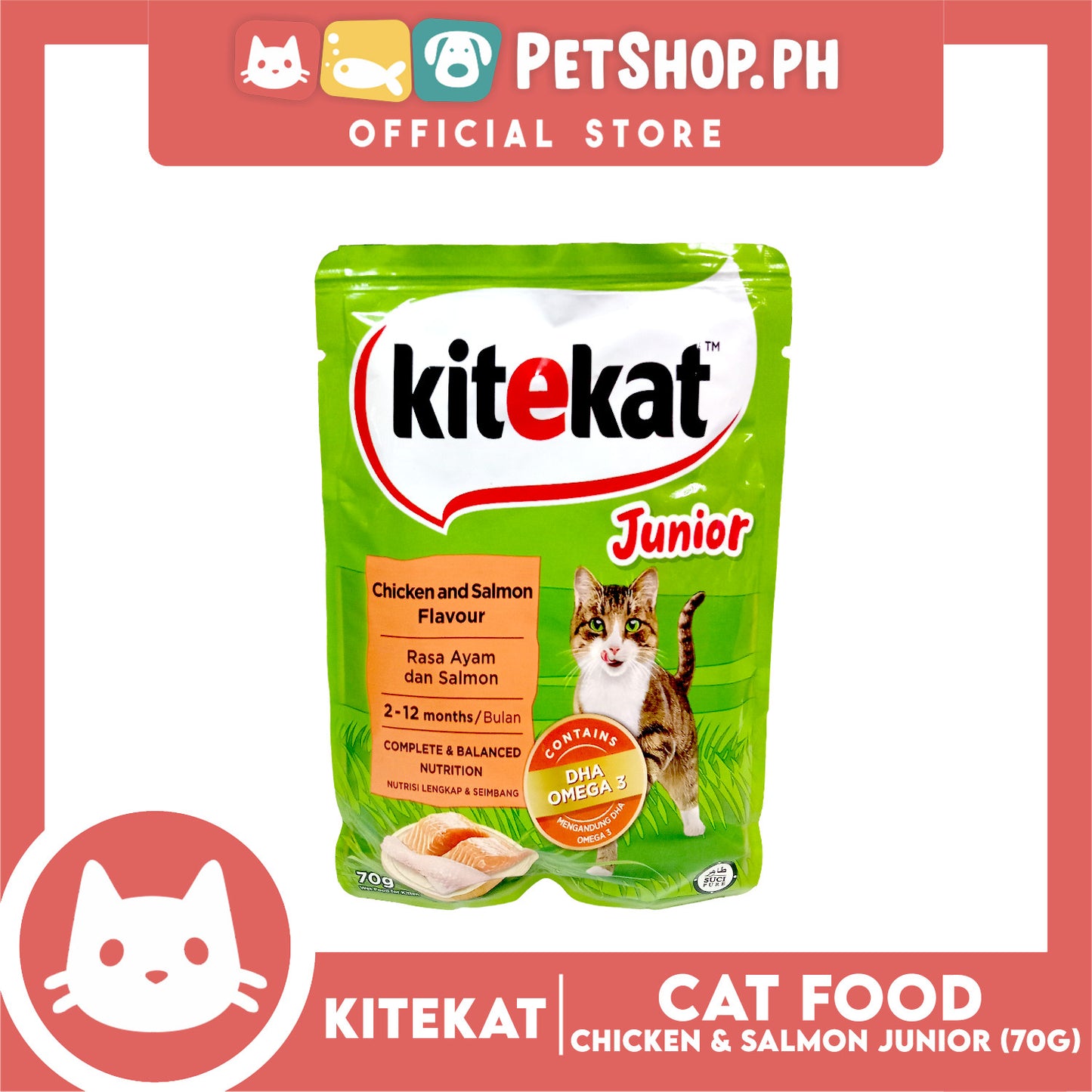 Kitekat Wet Cat Food in Pouch Junior 70g (Chicken and Salmon)