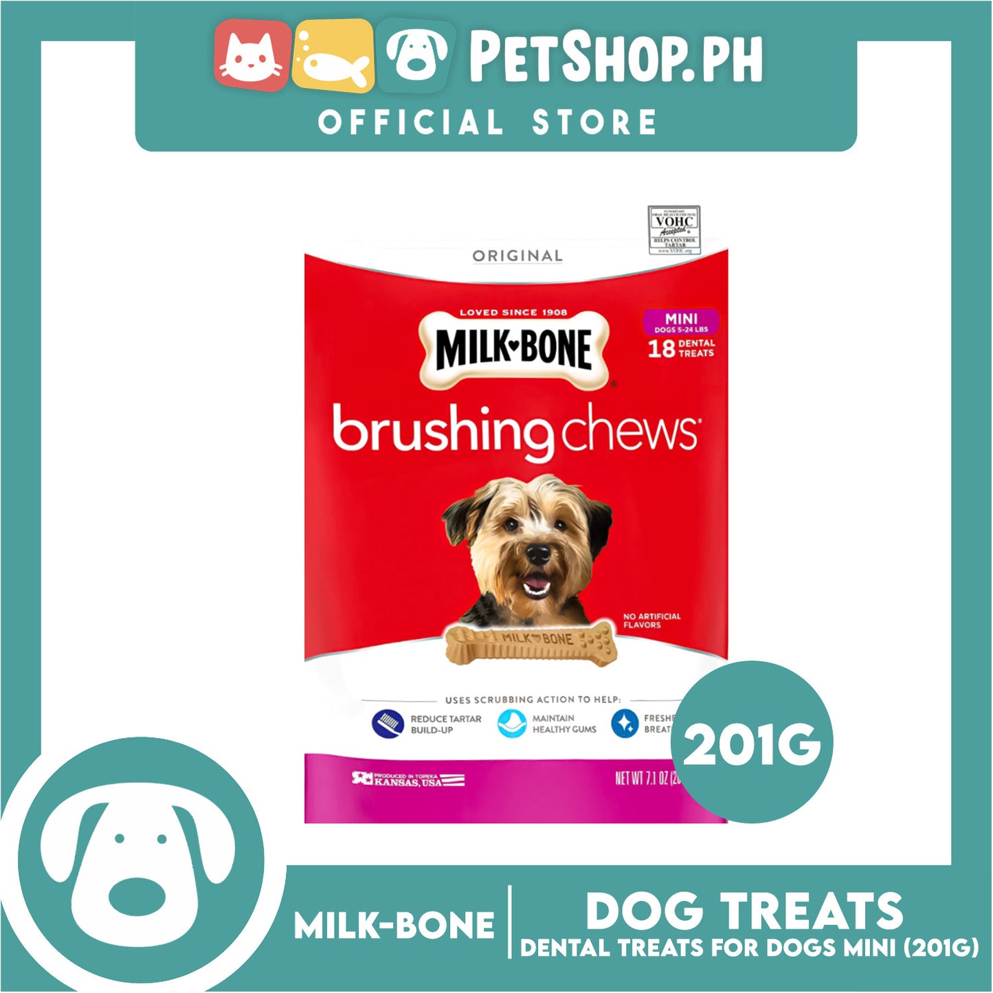Milk Bone Brushing Chews Dental Treats for Mini Dogs 201g