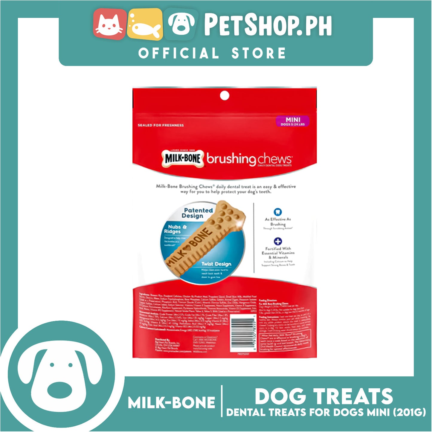 Milk Bone Brushing Chews Dental Treats for Mini Dogs 201g