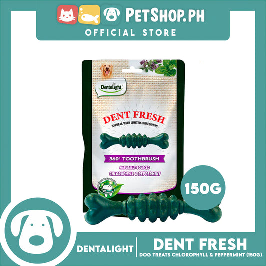 Dentalight Dent Fresh 360° Toothbrush Peppermint Fresh Breath Dog Treats 18s 150g