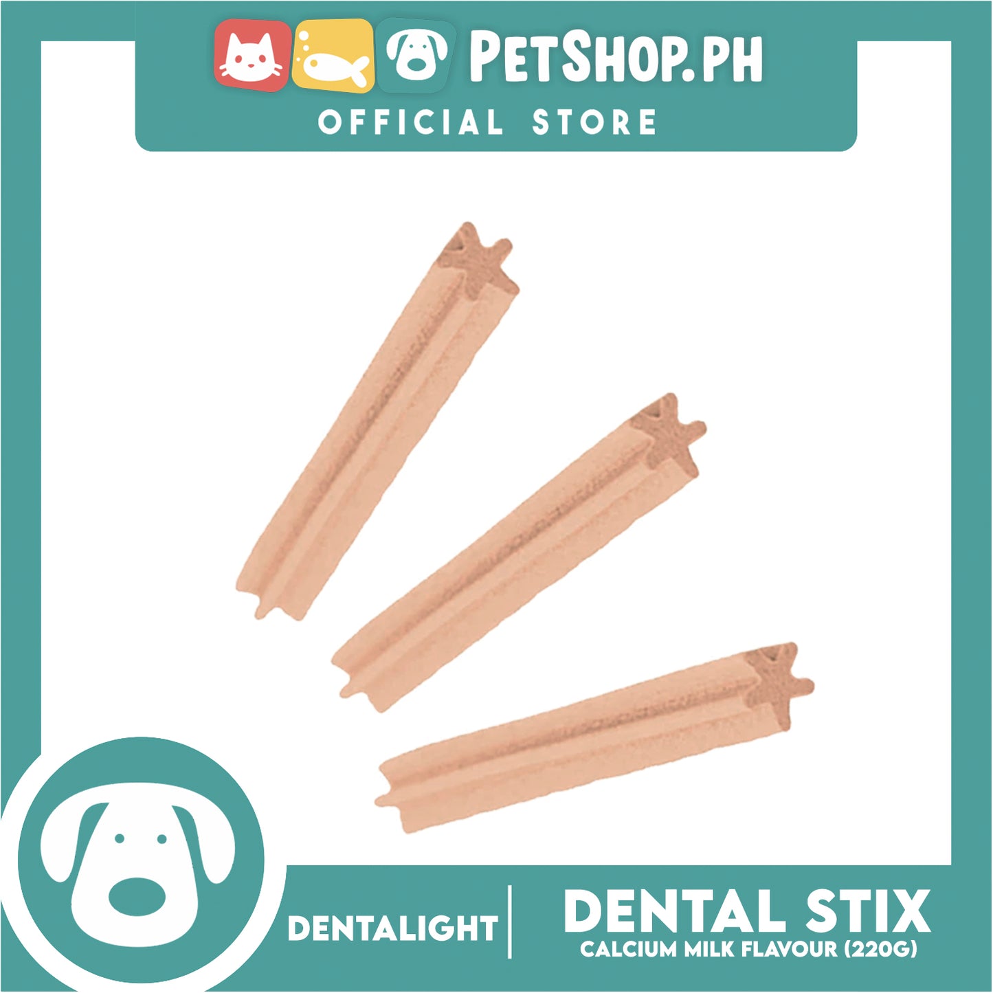 Dentalight Dental Stix Calcium Milk Flavor Dog Treats 220g