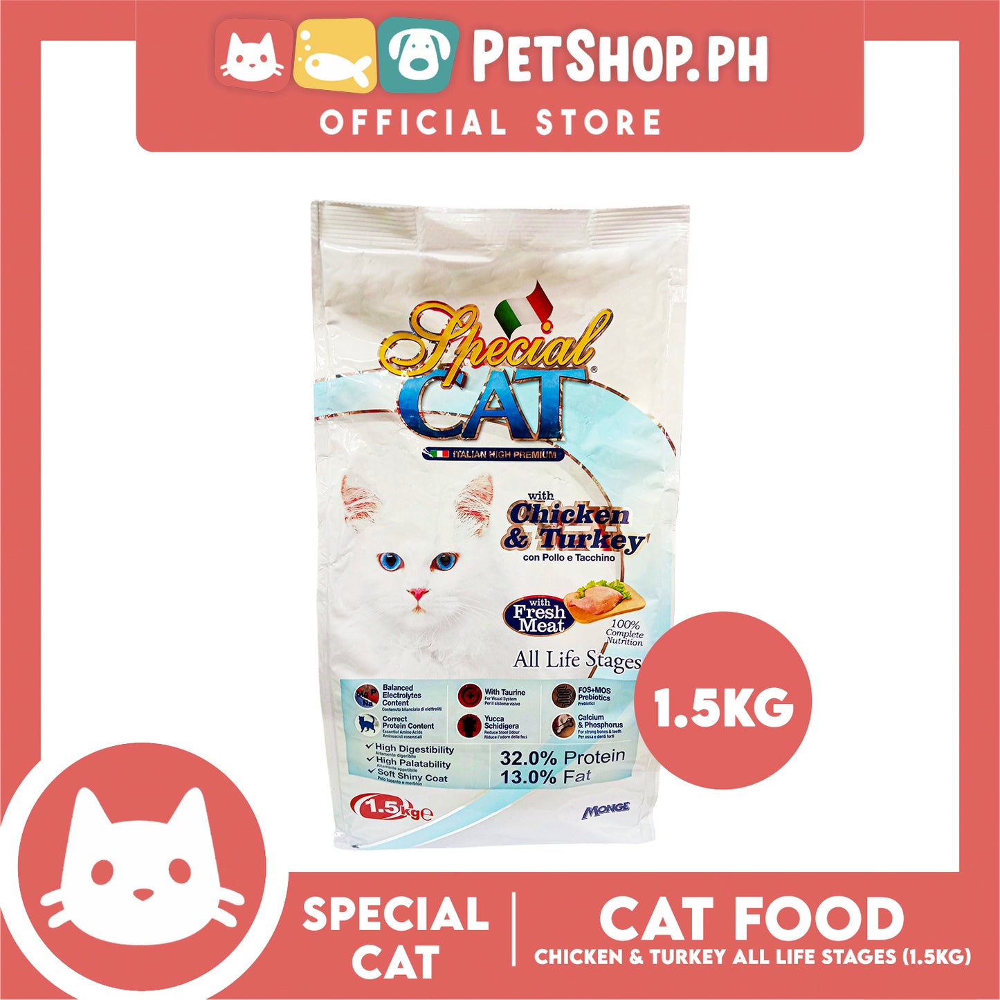 Special Cat All Life Stages Chicken and Turkey Dry Cat Food 1.5kg