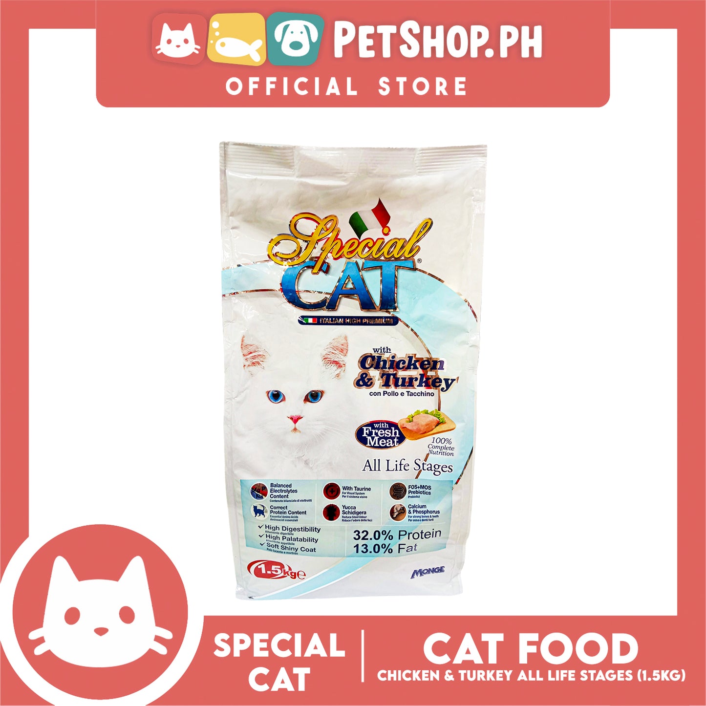 Special Cat All Life Stages Chicken and Turkey Dry Cat Food 1.5kg