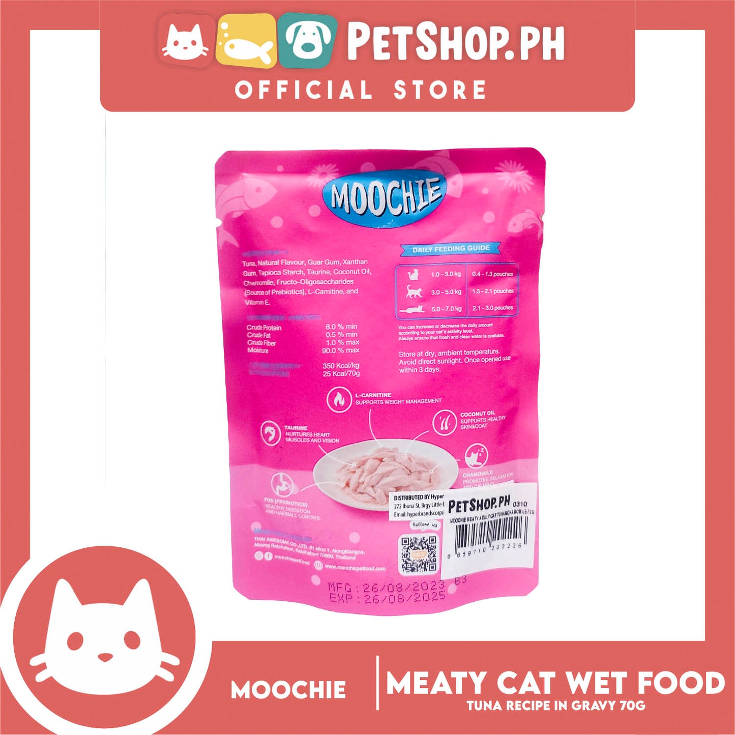 Moochie Meaty Cat Wet Food for Adult 70g (Tuna Recipe in Gravy)