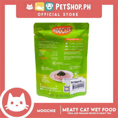 Moochie Meaty Cat Wet Food for Adult 70g (Tuna and Wakame Recipe in Gravy)