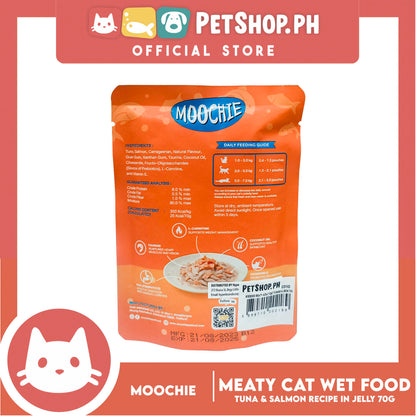 Moochie Meaty Cat Wet Food for Adult 70g (Tuna and Salmon Recipe in Jelly)