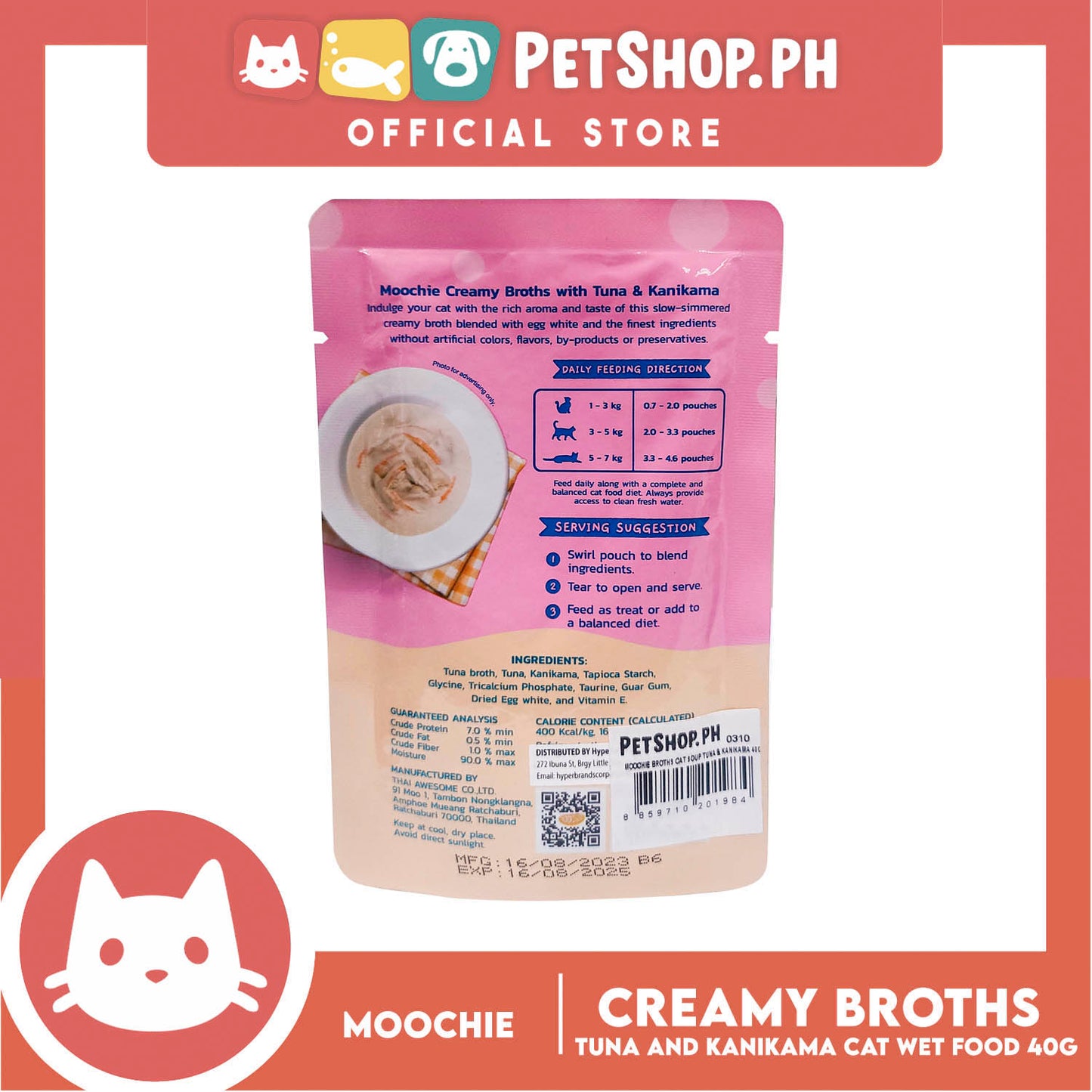 Moochie Creamy Broths, Cat Wet Food 40g (With Tuna and Kanikama)