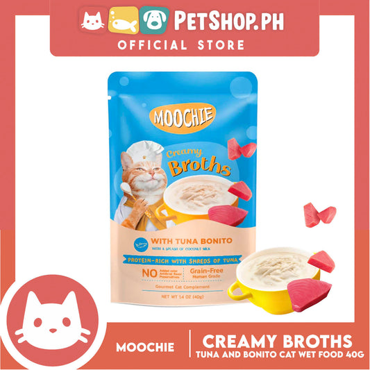 Moochie Creamy Broths, Cat Wet Food 40g (With Tuna and Bonito)