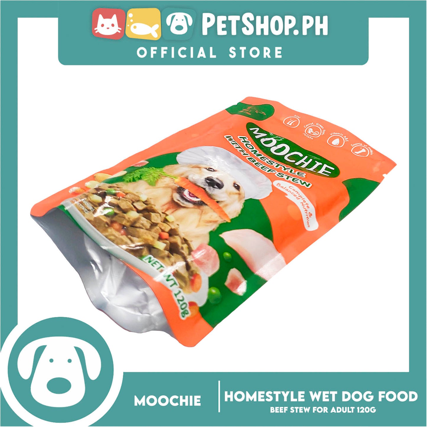Moochie Dog Wet Food for Adult 120g (Homestyle with Beef Stew)