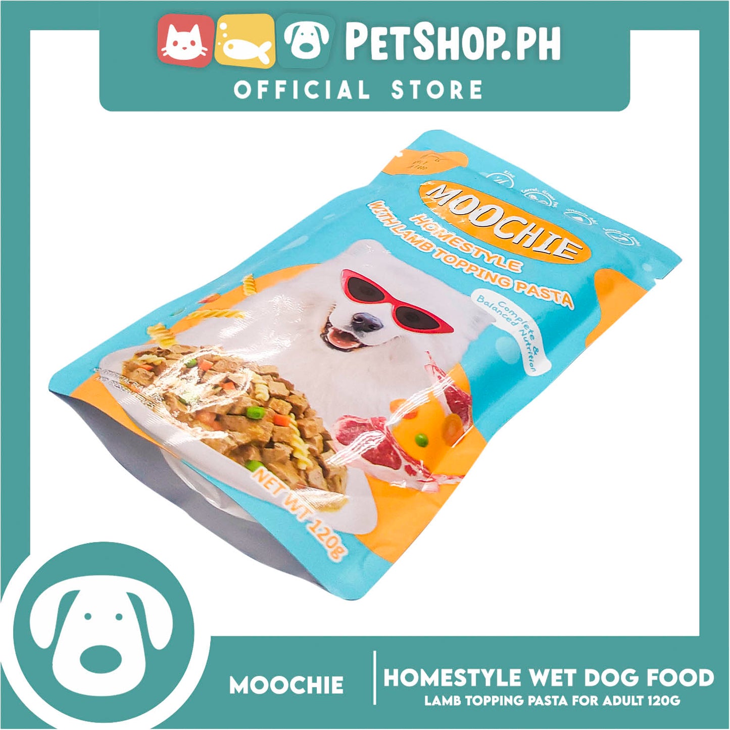 Moochie Dog Wet Food for Adult 120g (Homestyle with Lamb Topping Pasta)