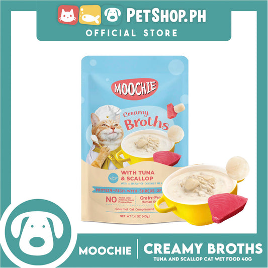 Moochie Creamy Broths With Tuna and Scallop Cat Wet Food 40g