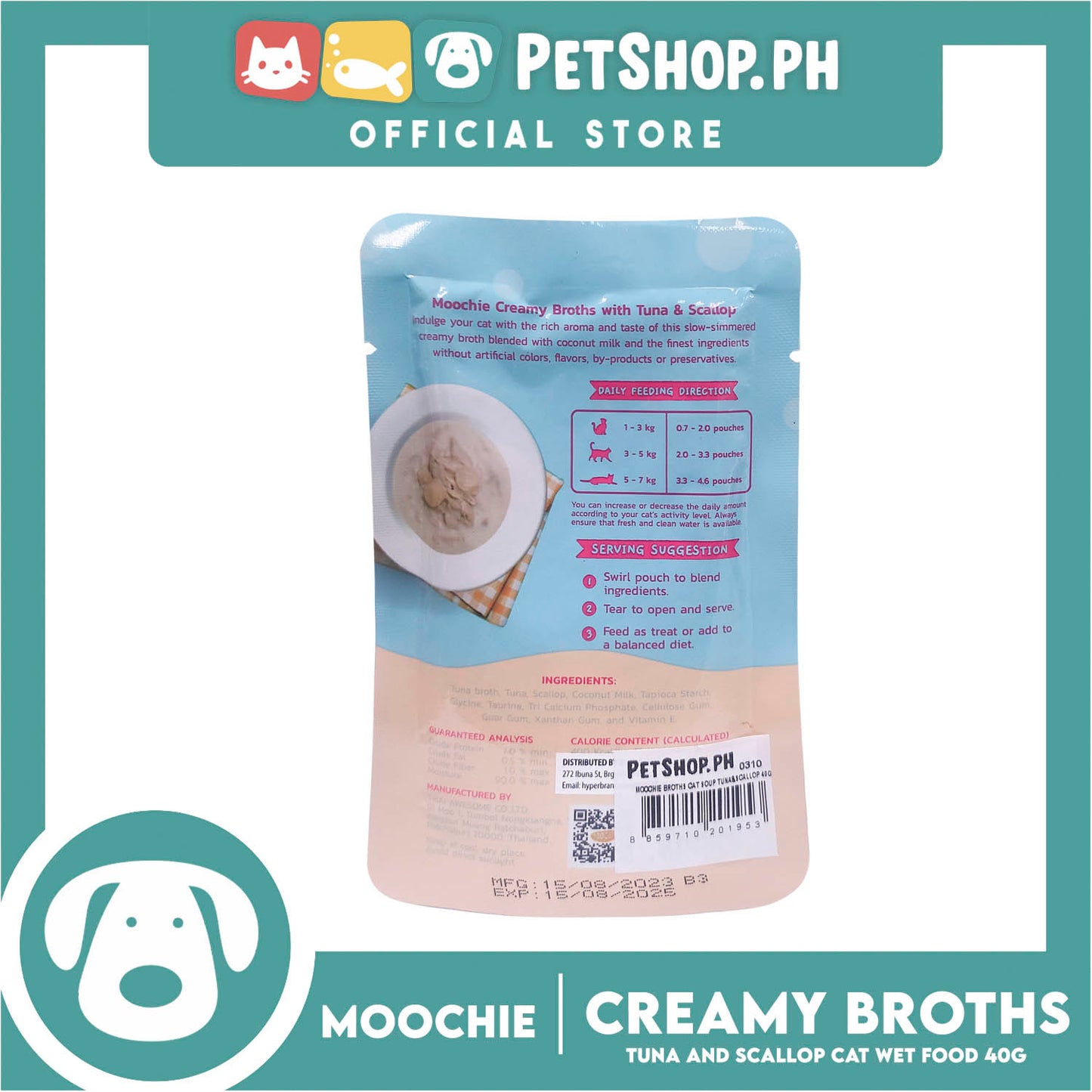 Moochie Creamy Broths With Tuna and Scallop Cat Wet Food 40g
