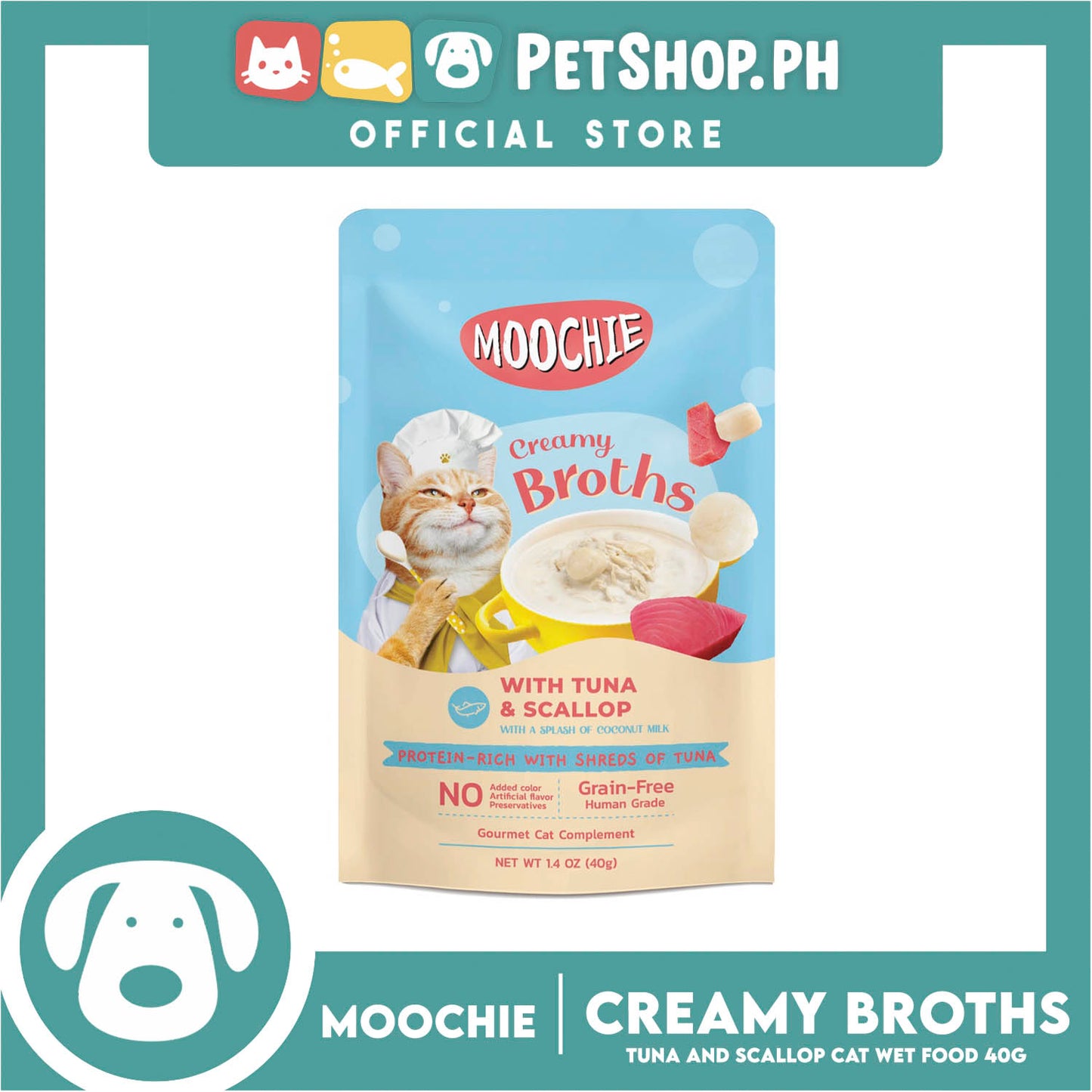 Moochie Creamy Broths With Tuna and Scallop Cat Wet Food 40g