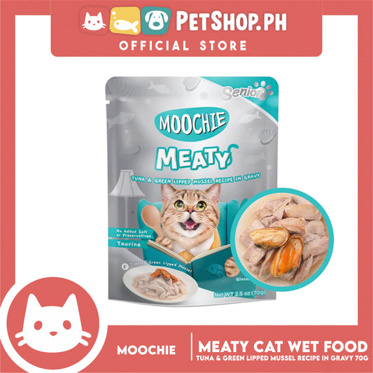 Moochie Cat Wet Food Meaty (Tuna and Green Lipped Mussel Recipe in Gravy) Senior Cats 70g