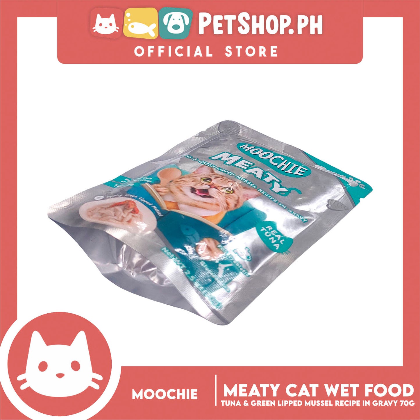 Moochie Cat Wet Food Meaty (Tuna and Green Lipped Mussel Recipe in Gravy) Senior Cats 70g