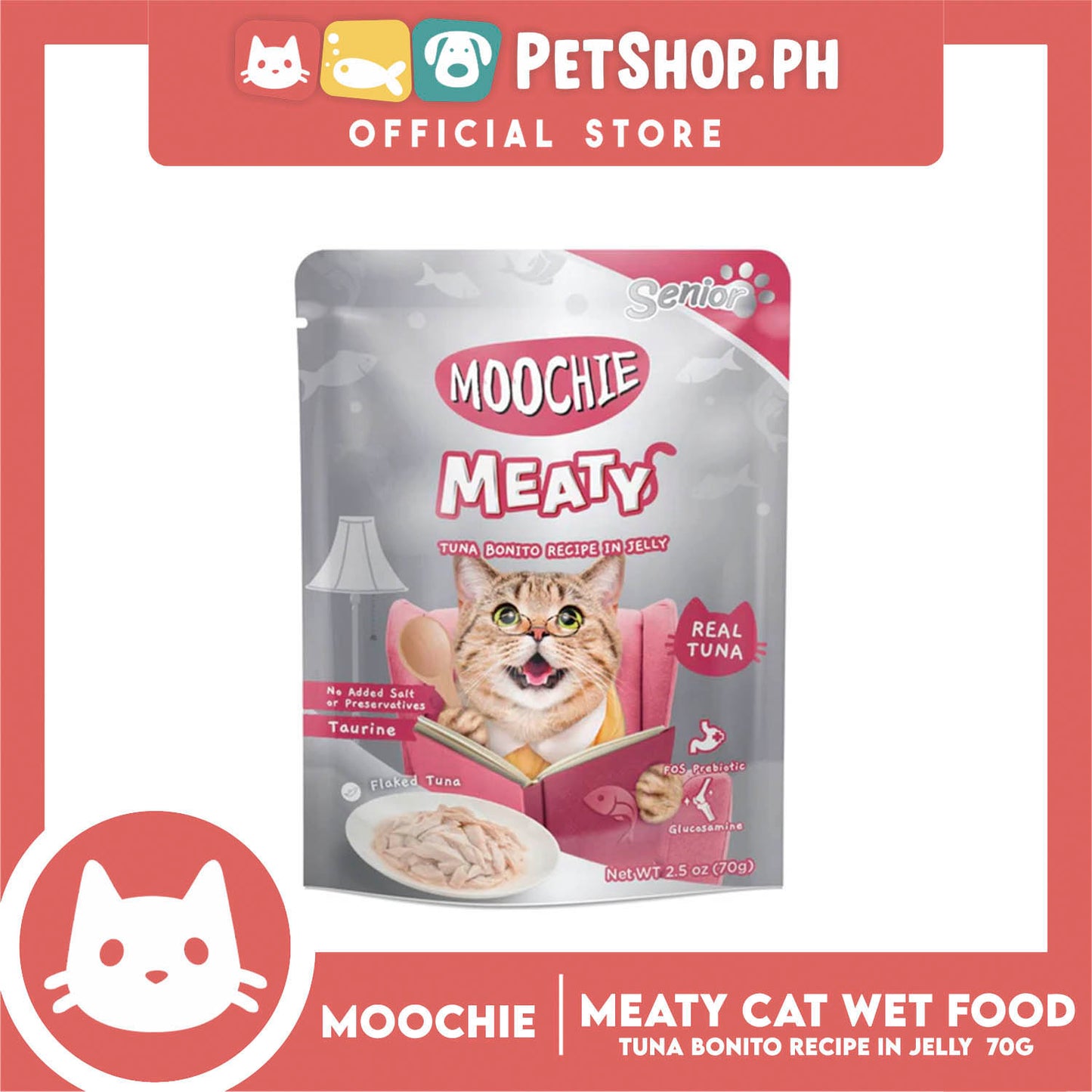 Moochie Meaty Cat Wet Food Tuna Bonito Recipe in Jelly for Senior 70g