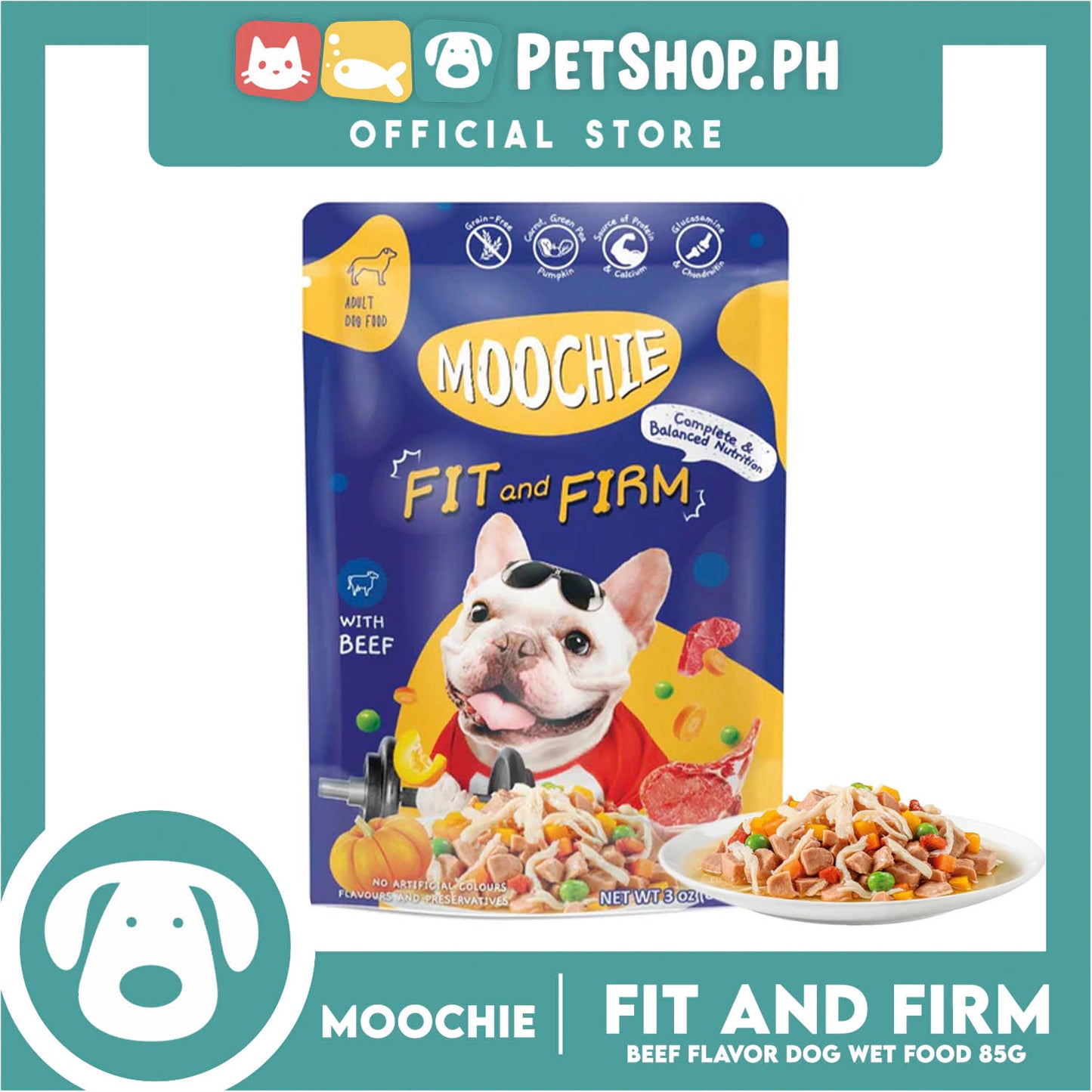 Moochie Fit and Firm Adult Dog Wet Food (Beef) 85g