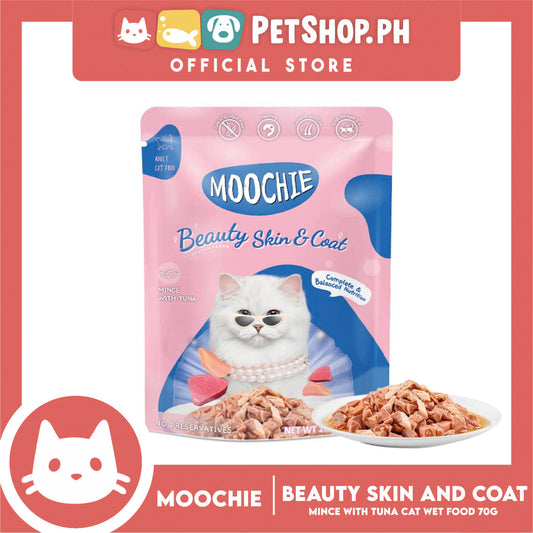 Moochie Beauty Skin and Coat Adult Cat Wet Food (Mince with Tuna) 70g