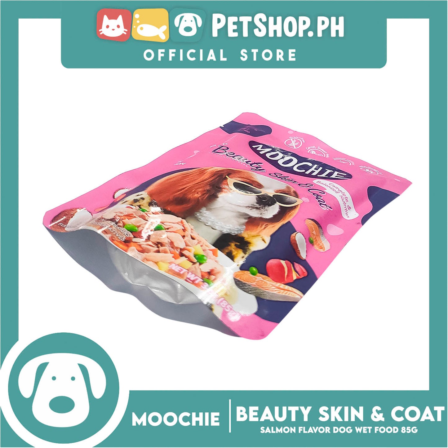 Moochie Beauty Skin and Coat Adult Dog Wet Food (Salmon) 85g