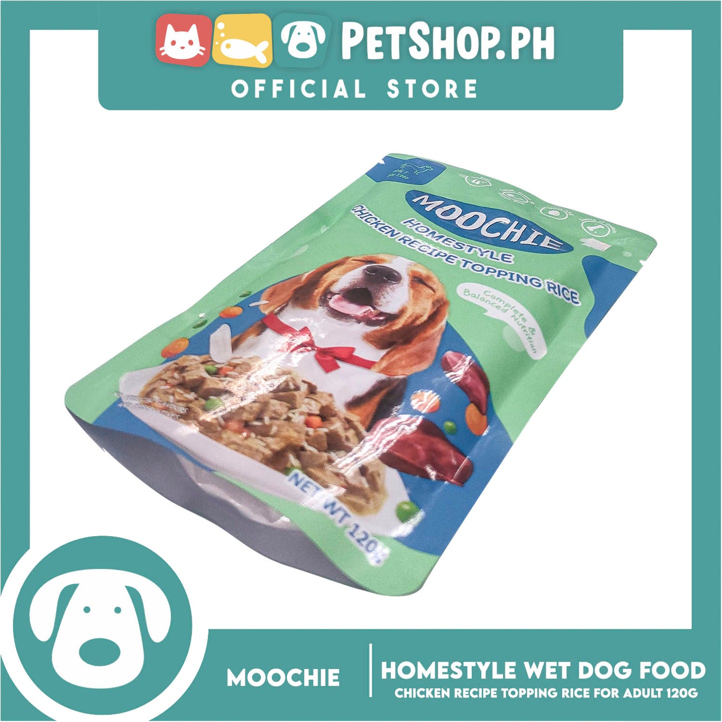 Moochie Homestyle Chicken recipe Topping Rice Adult Dog Wet Food 120g