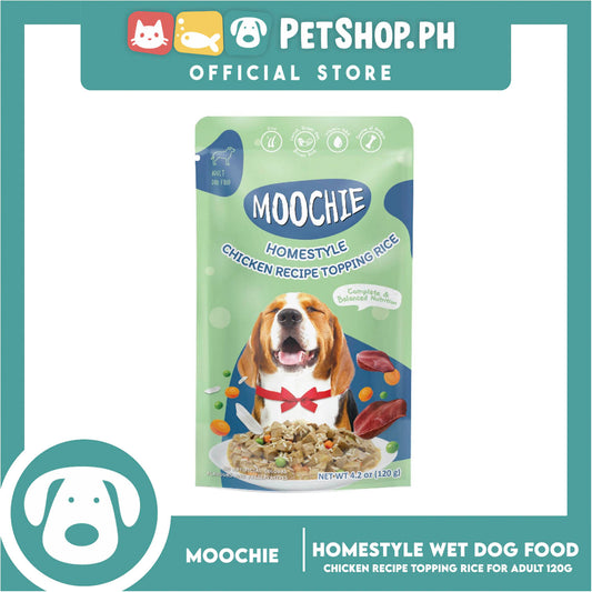 Moochie Homestyle Chicken recipe Topping Rice Adult Dog Wet Food 120g