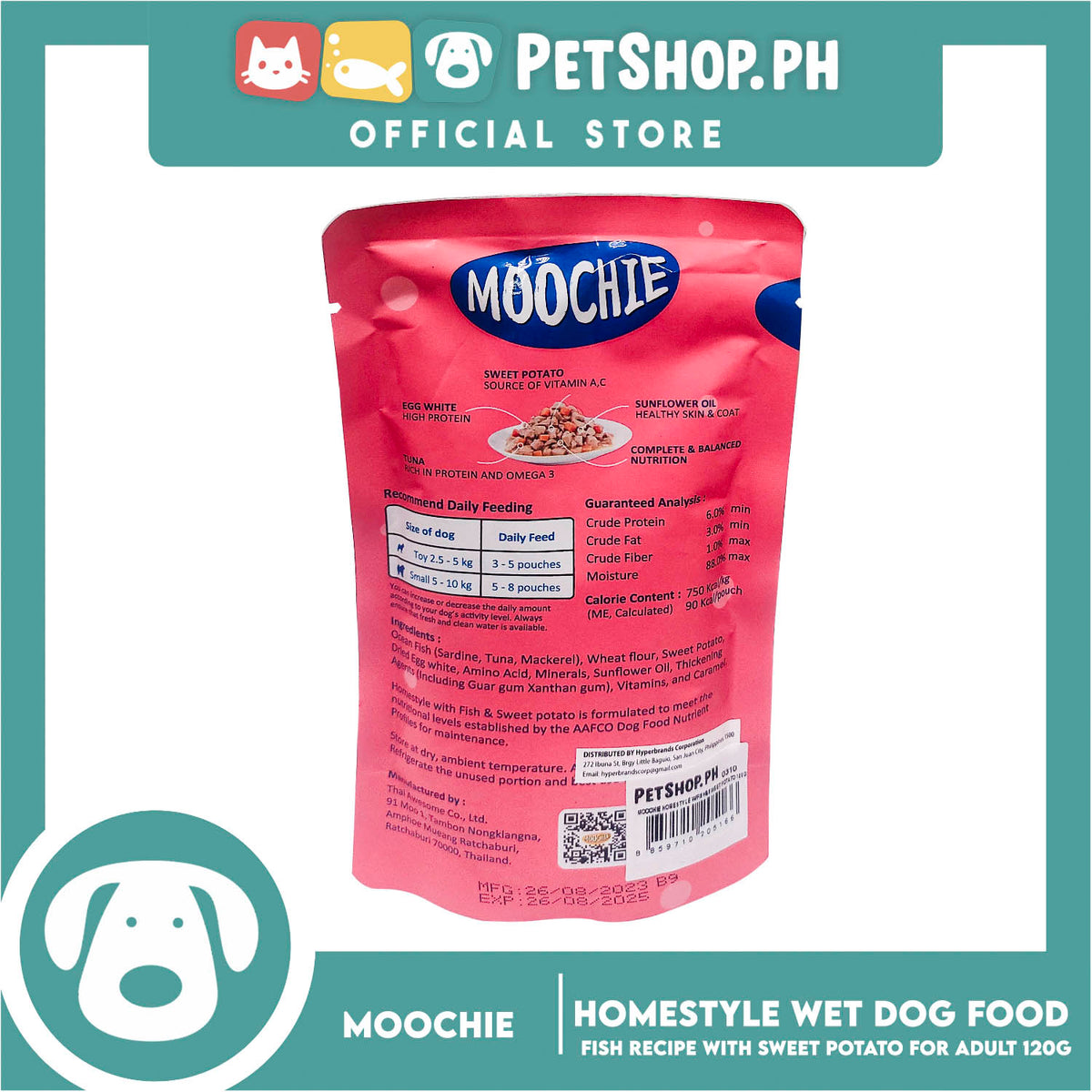 Moochie Ramo Moochie Dog Wet Food for Adult 120g (Homestyle with Fish and Sweet Pot ...