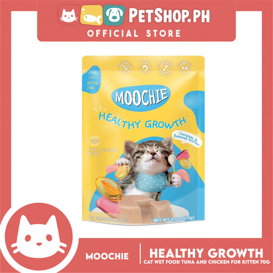 Moochie Healthy Growth, Cat Wet Food for Kitten 70g (Tuna and Chicken Recipe)