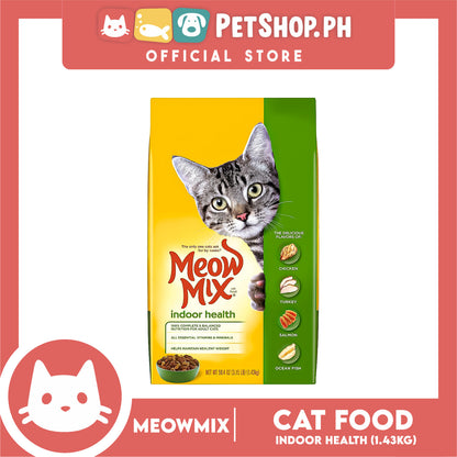 Meow Mix Indoor Health Adult Cat Dry Food 1.43kg Chicken, Turkey, Salmon, Ocean Fish