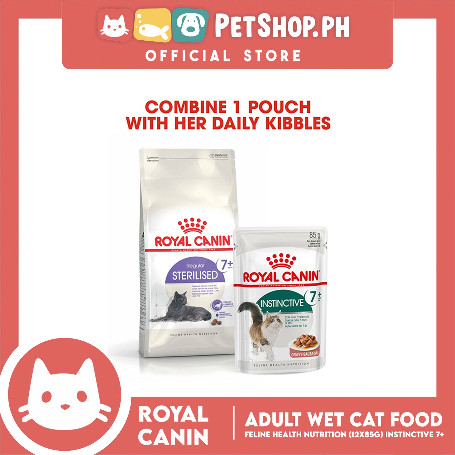 Royal Canin Instinctive 7+ Gravy (85g x 12) Wet Cat Food - Feline Health Nutrition