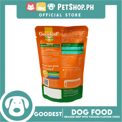 Goodest Dog Chunks in Gravy Braised Beef with Veggies 130g Wet Dog Food Pouch